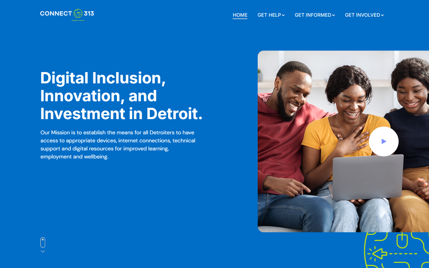 Screenshot of the Connect 313 homepage